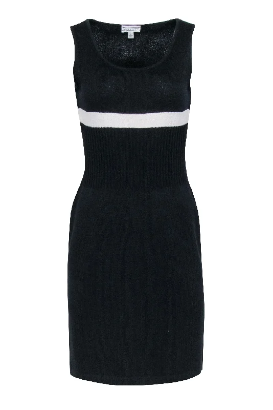 St. John - Black Knit Sheath Dress w/ White Stripe Sz S Best-selling unclassified dresses