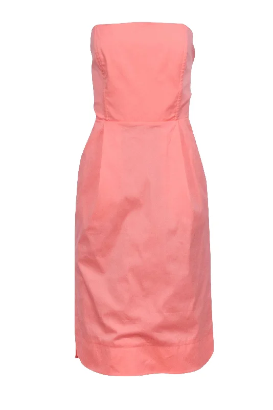 Tibi - Coral Poplin Strapless Dress Sz 8 Elegant unclassified dresses