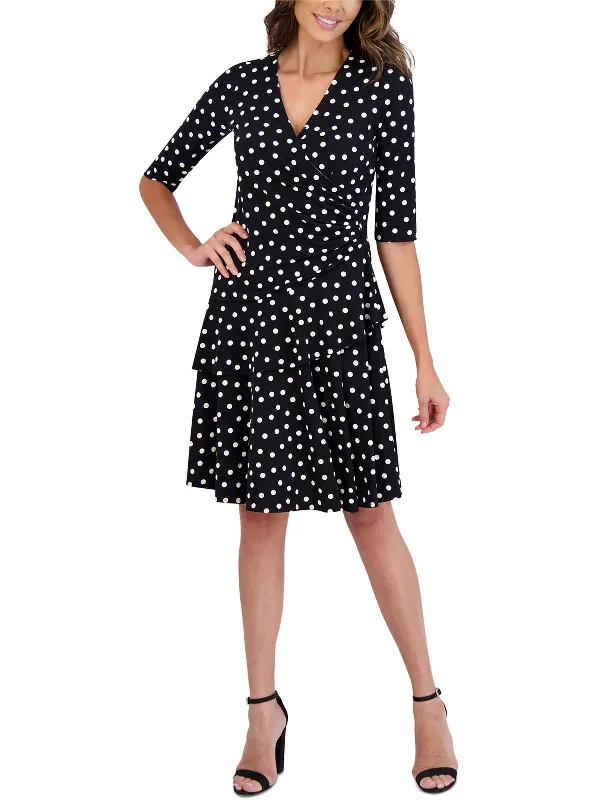 Womens Dotted Tiered Mini Dress Trendy Mini Skirt