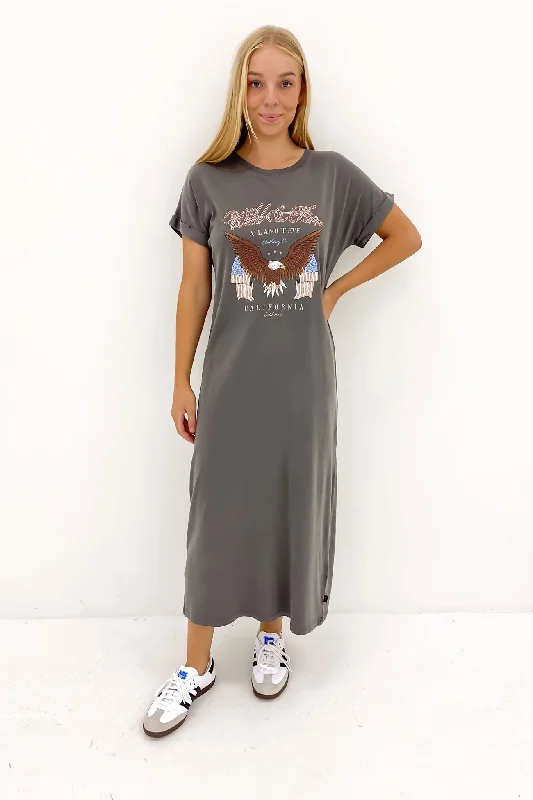 Brooks Midi Tee Dress Charcoal Elegant A-line Skirt