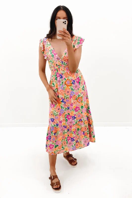 Celina Midi Dress Floral Polka Dot Midi