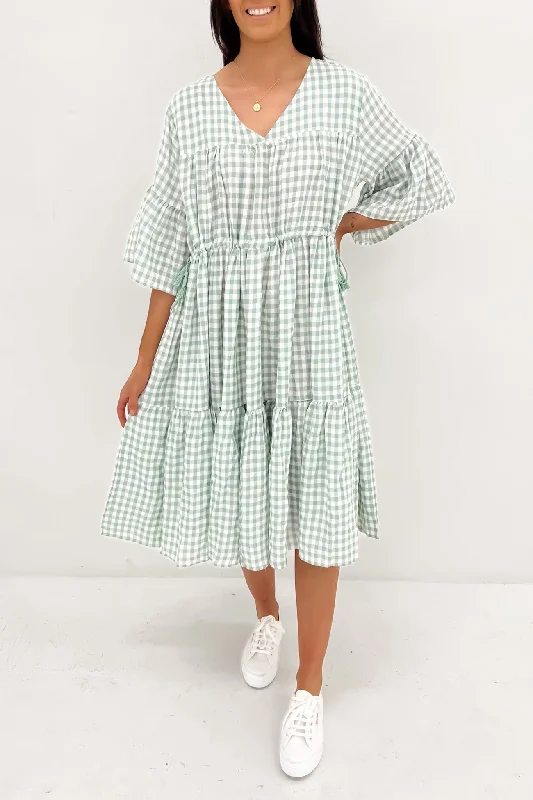 Maceline Midi Dress Sage Gingham Midi Skirt Outfit