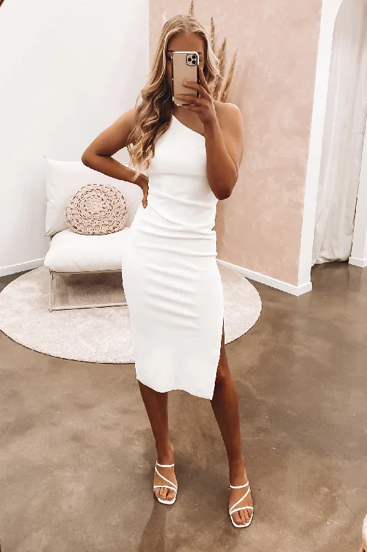 Willow Midi Dress White Slim Fit Midi